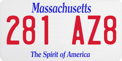 MA license plate 281AZ8