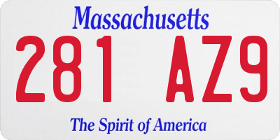 MA license plate 281AZ9