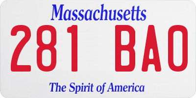 MA license plate 281BA0