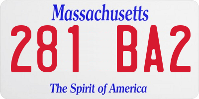 MA license plate 281BA2