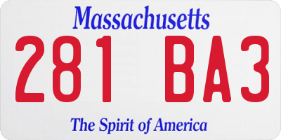 MA license plate 281BA3