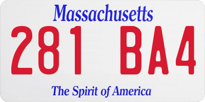 MA license plate 281BA4