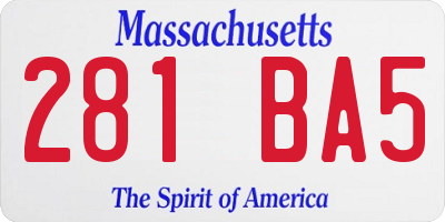 MA license plate 281BA5