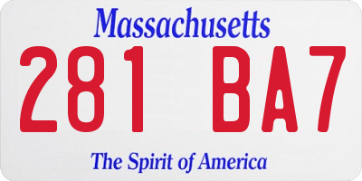 MA license plate 281BA7