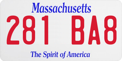 MA license plate 281BA8