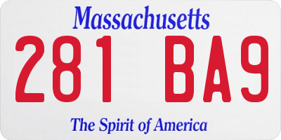 MA license plate 281BA9