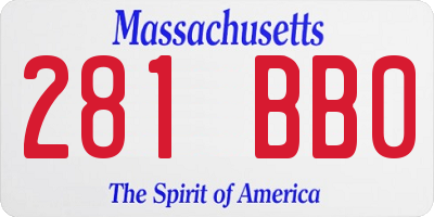 MA license plate 281BB0