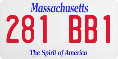 MA license plate 281BB1
