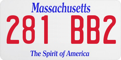 MA license plate 281BB2
