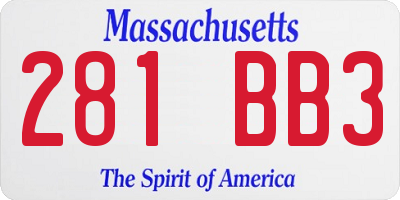 MA license plate 281BB3