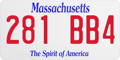 MA license plate 281BB4