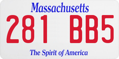 MA license plate 281BB5