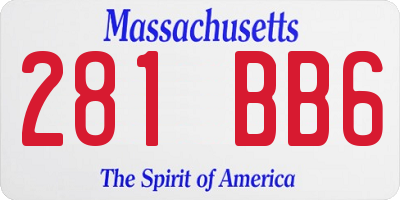 MA license plate 281BB6