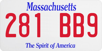 MA license plate 281BB9