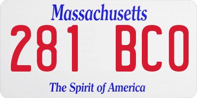 MA license plate 281BC0