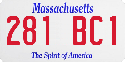 MA license plate 281BC1