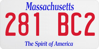 MA license plate 281BC2