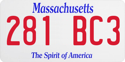 MA license plate 281BC3