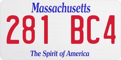 MA license plate 281BC4