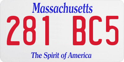 MA license plate 281BC5