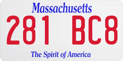 MA license plate 281BC8