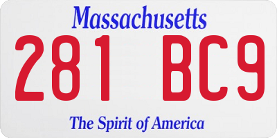 MA license plate 281BC9