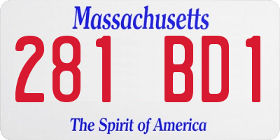 MA license plate 281BD1