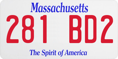 MA license plate 281BD2