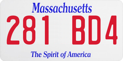 MA license plate 281BD4