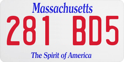 MA license plate 281BD5