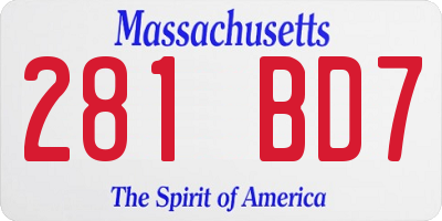 MA license plate 281BD7