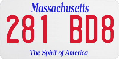MA license plate 281BD8