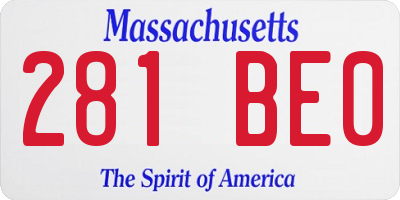 MA license plate 281BE0