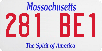 MA license plate 281BE1