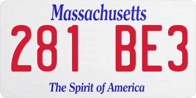 MA license plate 281BE3