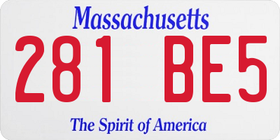 MA license plate 281BE5