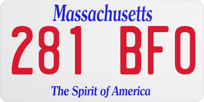 MA license plate 281BF0