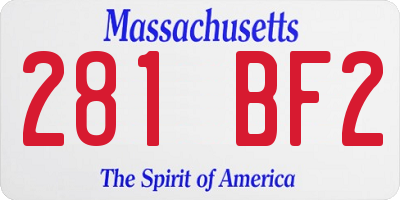 MA license plate 281BF2