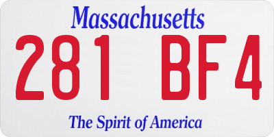MA license plate 281BF4