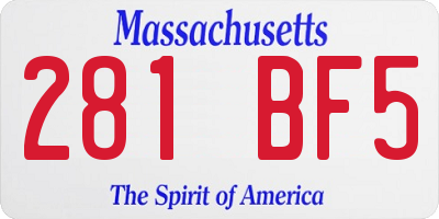 MA license plate 281BF5