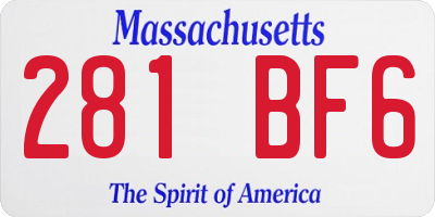 MA license plate 281BF6