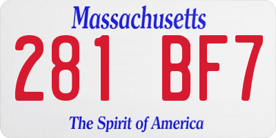 MA license plate 281BF7