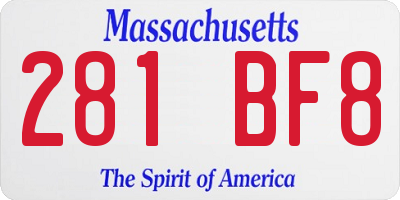 MA license plate 281BF8