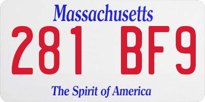 MA license plate 281BF9