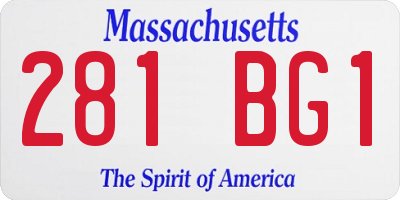 MA license plate 281BG1