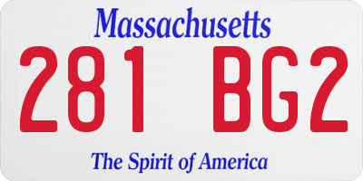MA license plate 281BG2