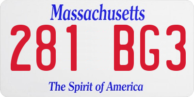 MA license plate 281BG3