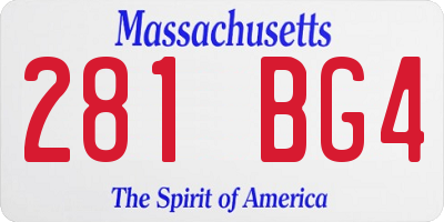 MA license plate 281BG4