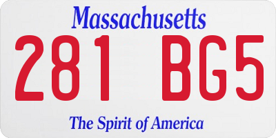 MA license plate 281BG5