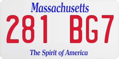 MA license plate 281BG7